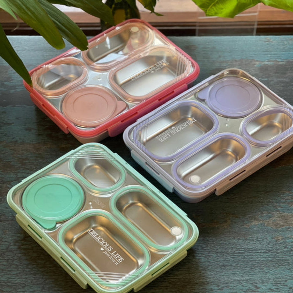 Bento Lunch Box – 4 Compartments | 100% Leakproof ⭐
