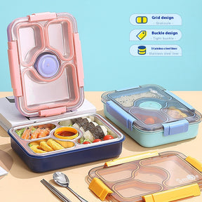 Stainless Steel Bento Lunch Box (950ML) with Spoon & Chopsticks